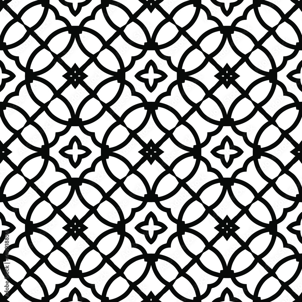 Naklejka premium Geometric vector pattern with triangular elements. Seamless abstract ornament for wallpapers and backgrounds. Black and white colors.