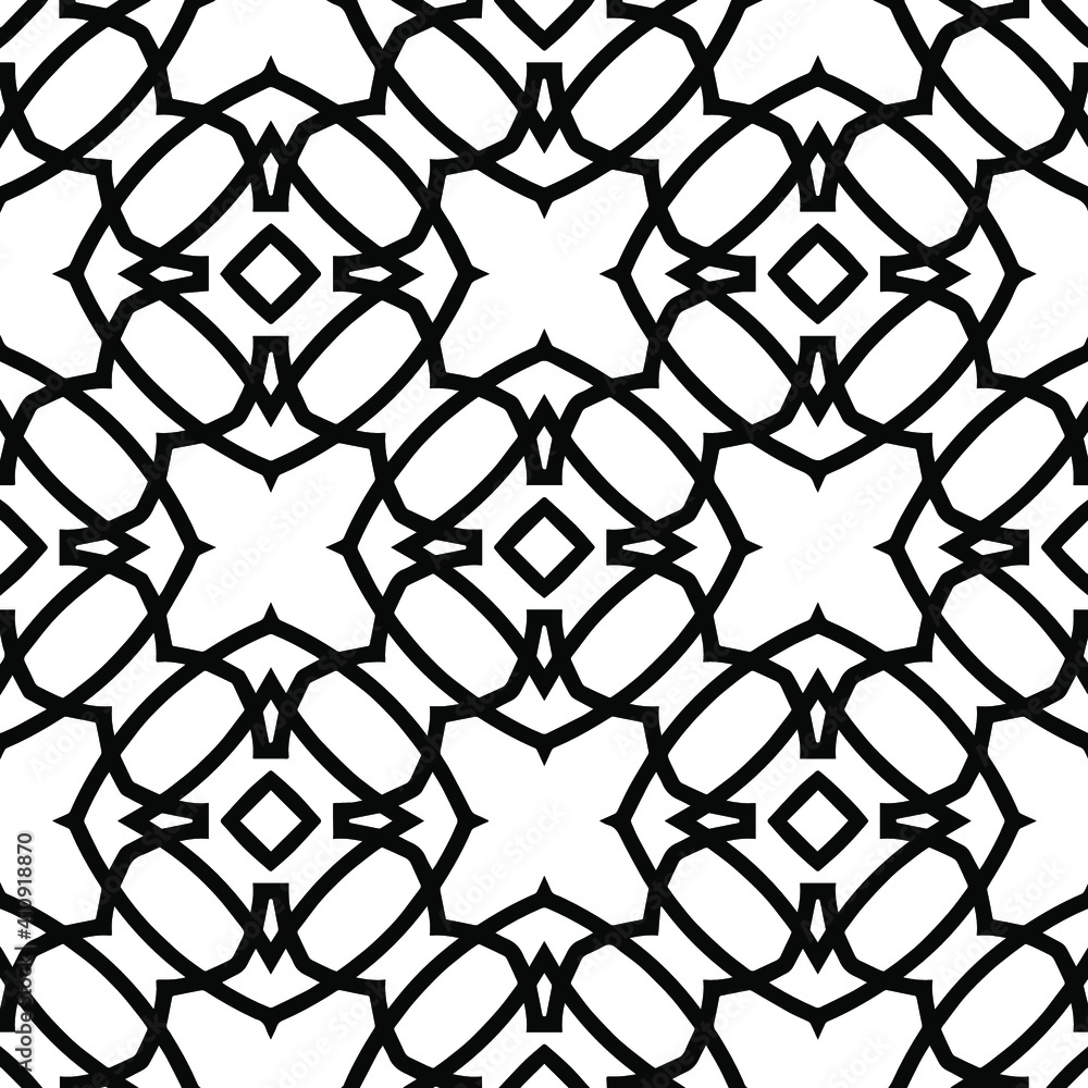 Naklejka premium Geometric vector pattern with triangular elements. Seamless abstract ornament for wallpapers and backgrounds. Black and white colors.