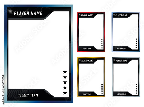 Hockey player card frame template design