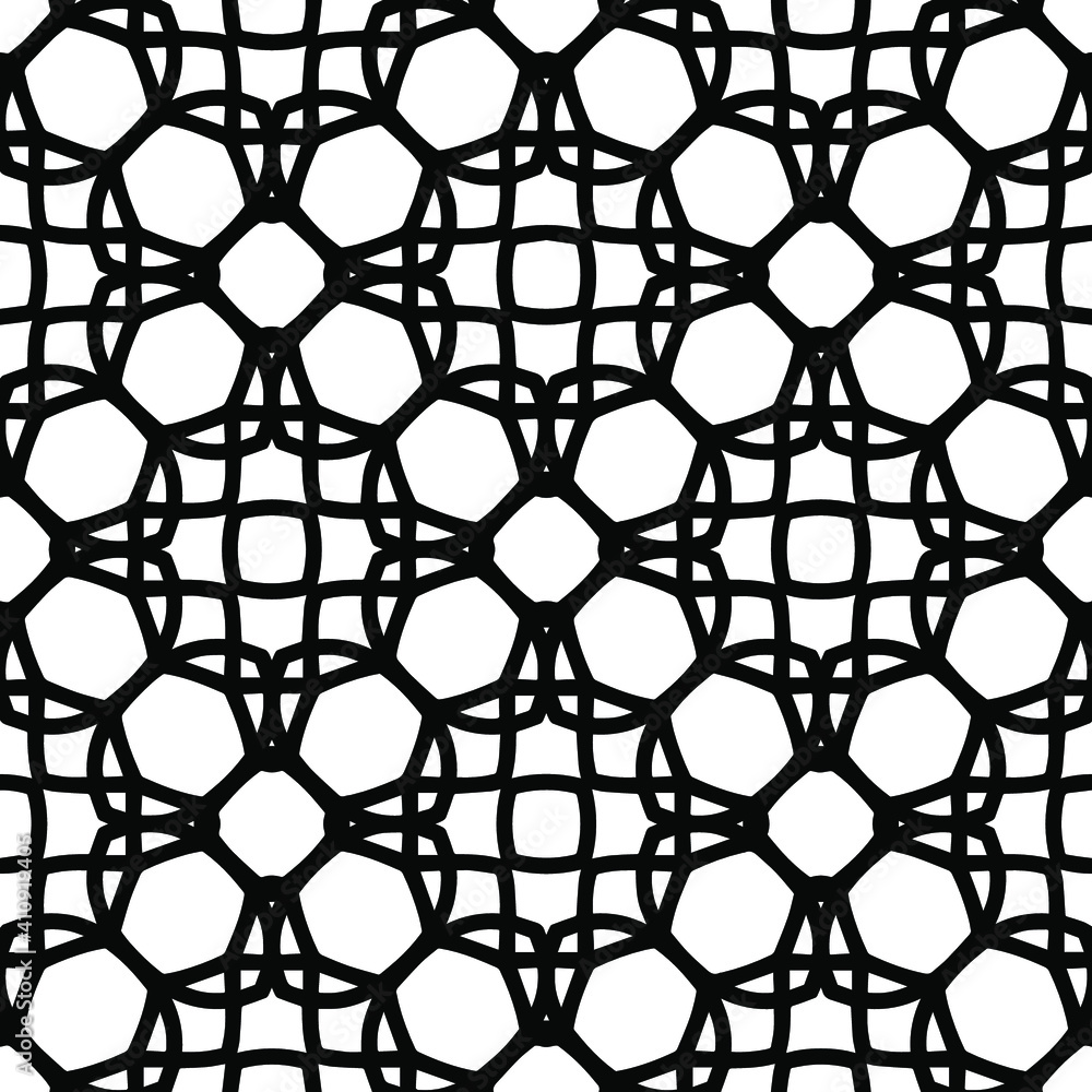 Naklejka premium Geometric vector pattern with triangular elements. Seamless abstract ornament for wallpapers and backgrounds. Black and white colors.