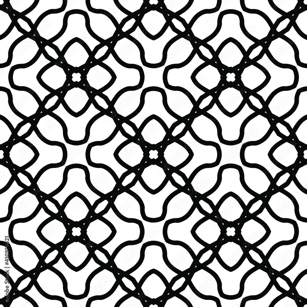 Naklejka premium Geometric vector pattern with triangular elements. Seamless abstract ornament for wallpapers and backgrounds. Black and white colors.