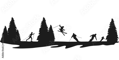 Silhouette-faire du ski