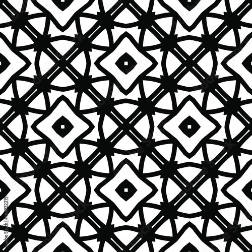 Geometric vector pattern with triangular elements. Seamless abstract ornament for wallpapers and backgrounds. Black and white colors.