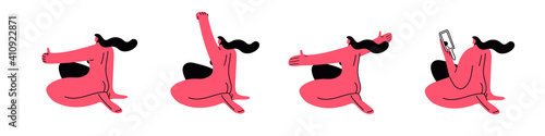 Set of four naked women. Friendship, feminist union or sisterhood poster. Concept for gender equality and the movement for the empowerment of women.
