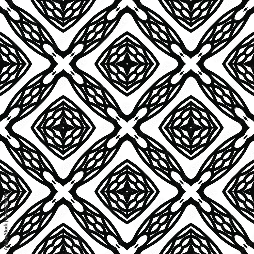 Geometric vector pattern with triangular elements. Seamless abstract ornament for wallpapers and backgrounds. Black and white colors. Geometric vector pattern with triangular elements. Seamless abstract ornament for wallpapers and backgrounds. Black and white colors.