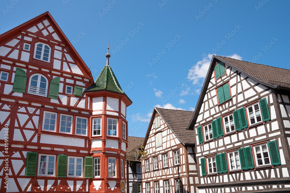 Fachwerkhäuser in der Altstadt von Schiltach im Schwarzwald, Deutschland
