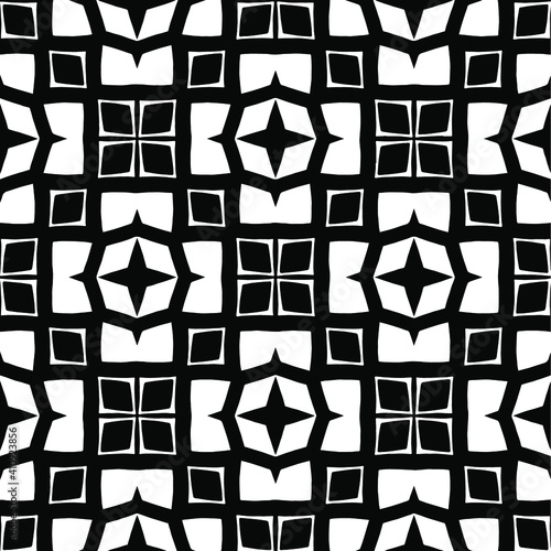 Geometric vector pattern with triangular elements. Seamless abstract ornament for wallpapers and backgrounds. Black and white colors.