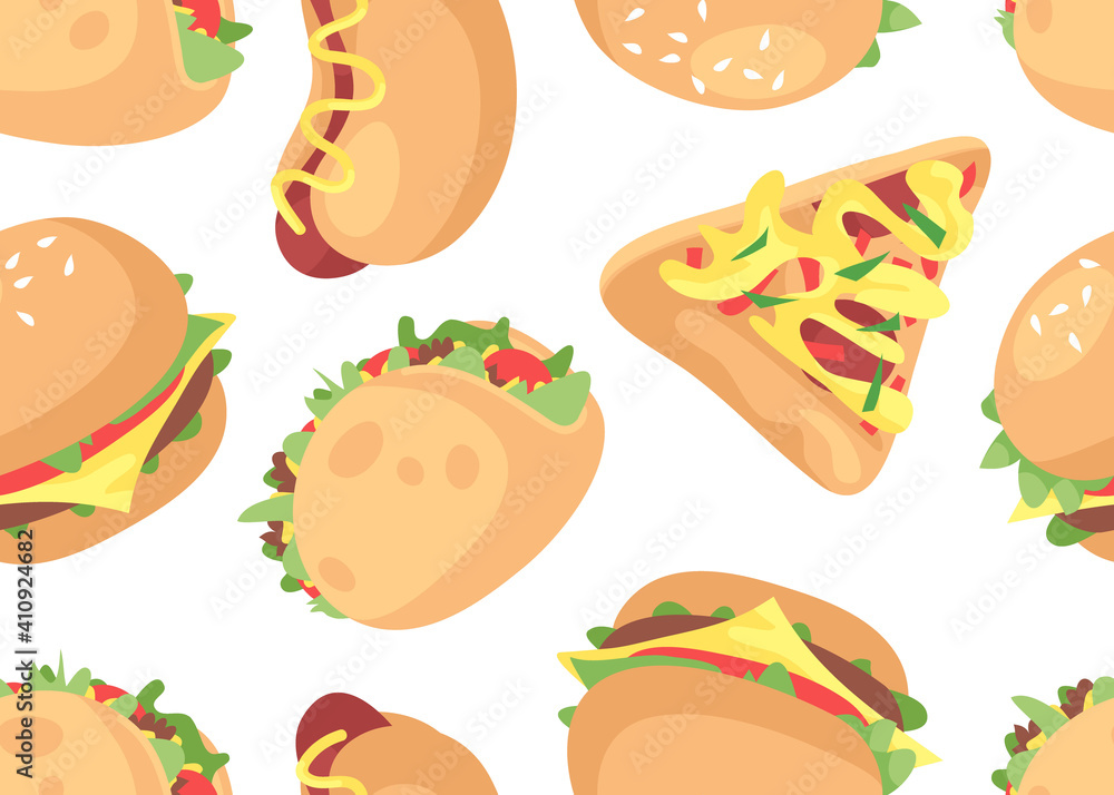 Hand Drawn Cartoon Illustration. Fast Food Vector Drawing. Tasty Image ...