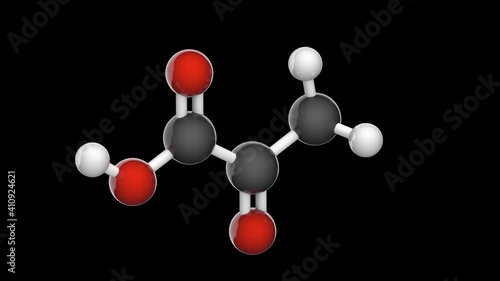 Pyruvic acid (Molecular Formula: C3H4O3) is an intermediate compound in the metabolism of carbohydrates, proteins, and fats. Seamless loop. RGB + Alpha(Transparent) channel. photo