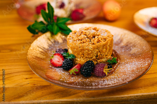 dessert with berries on a decorated table