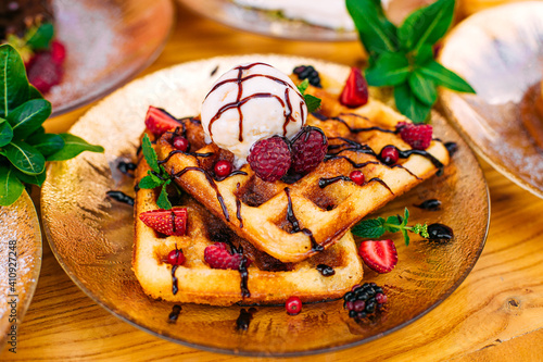 dessert with berries on a decorated table