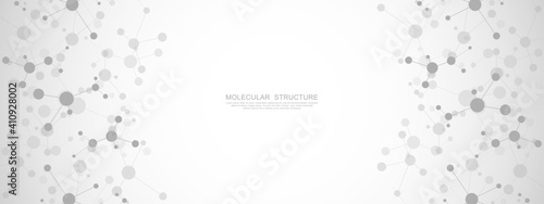 Vector illustration of molecular structure and genetic engineering, molecules DNA, neural network, scientific research