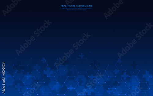 Healthcare medical background with hexagons pattern and crosses