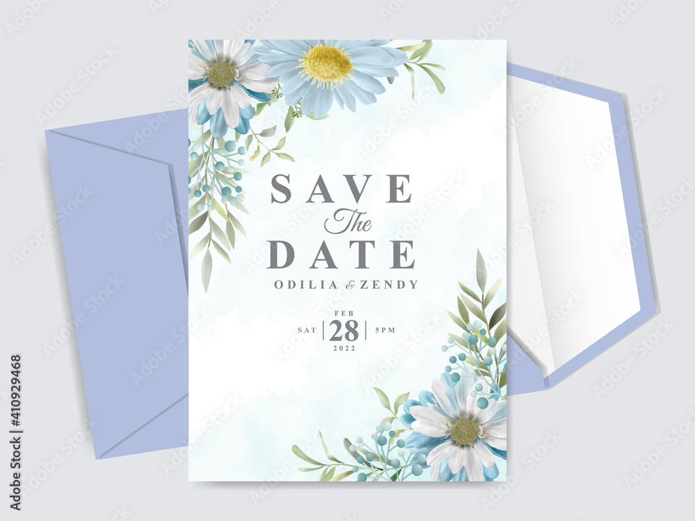beautiful floral hand drawn wedding invitation cards - obrazy, fototapety, plakaty 