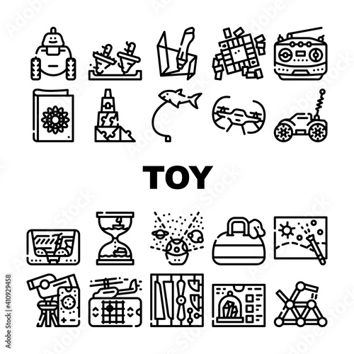 Toy And Children Game Collection Icons Set Vector