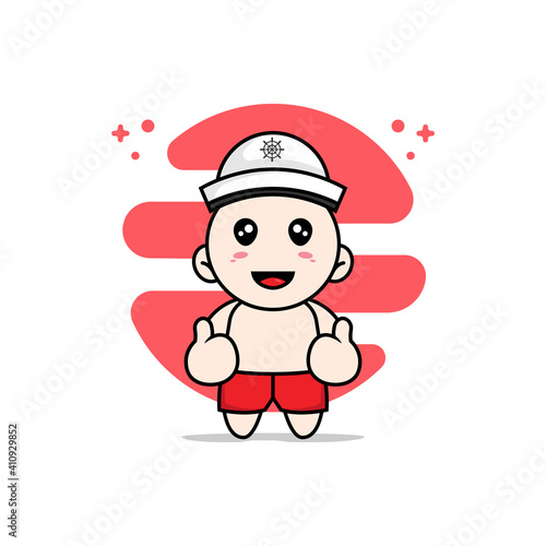 Cute kids character wearing sailor costume.