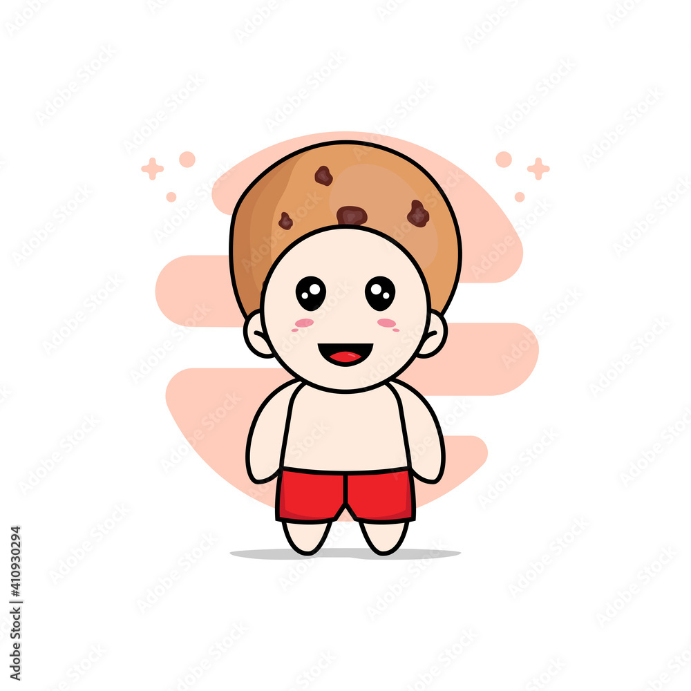 Cute kids character wearing cookies costume. Cute kids character wearing cookies costume.