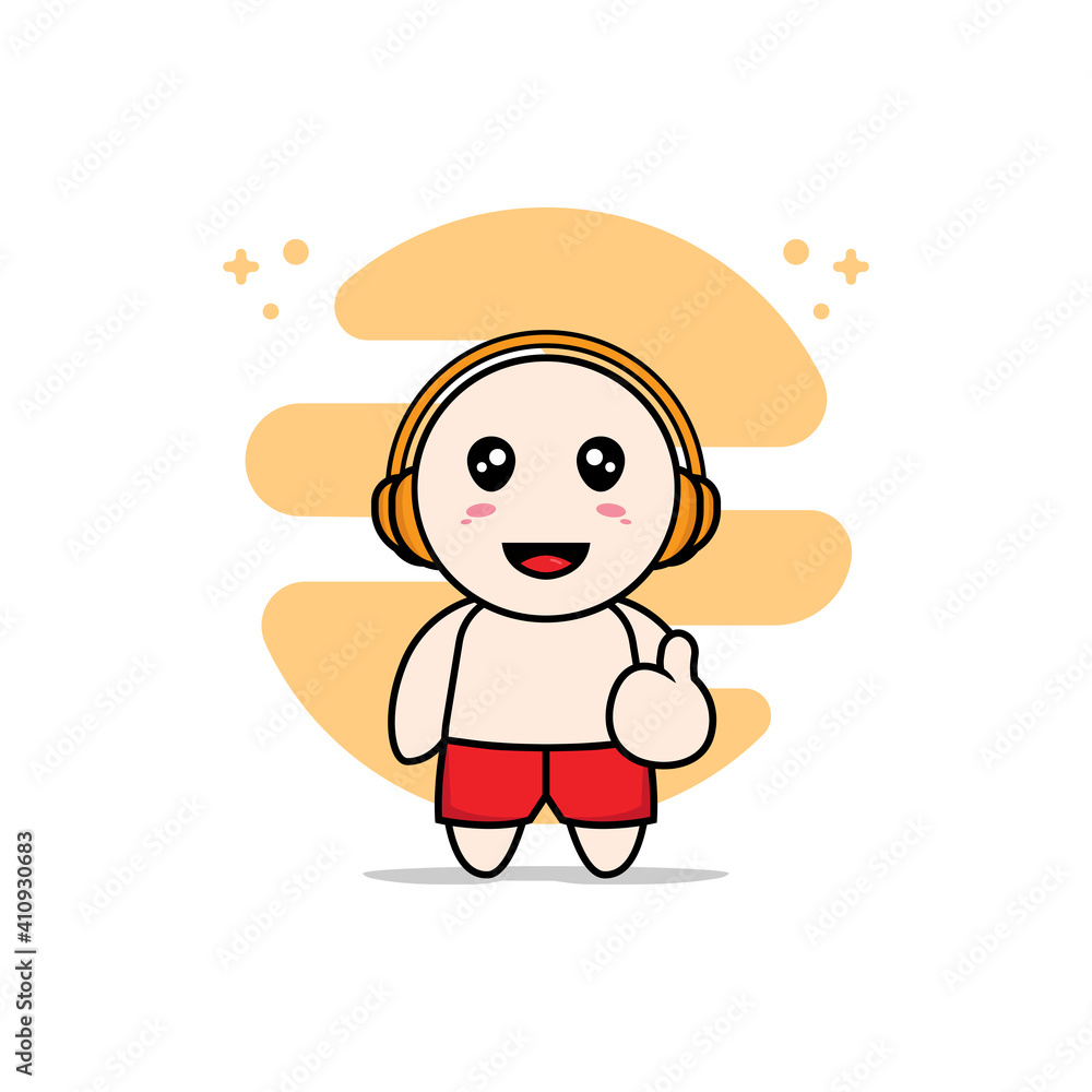 Cute kids characters using headphones. Cute kids characters using headphones.