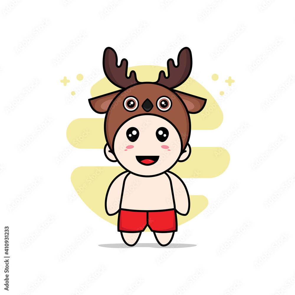 Obraz premium Cute kids character wearing deer costume.