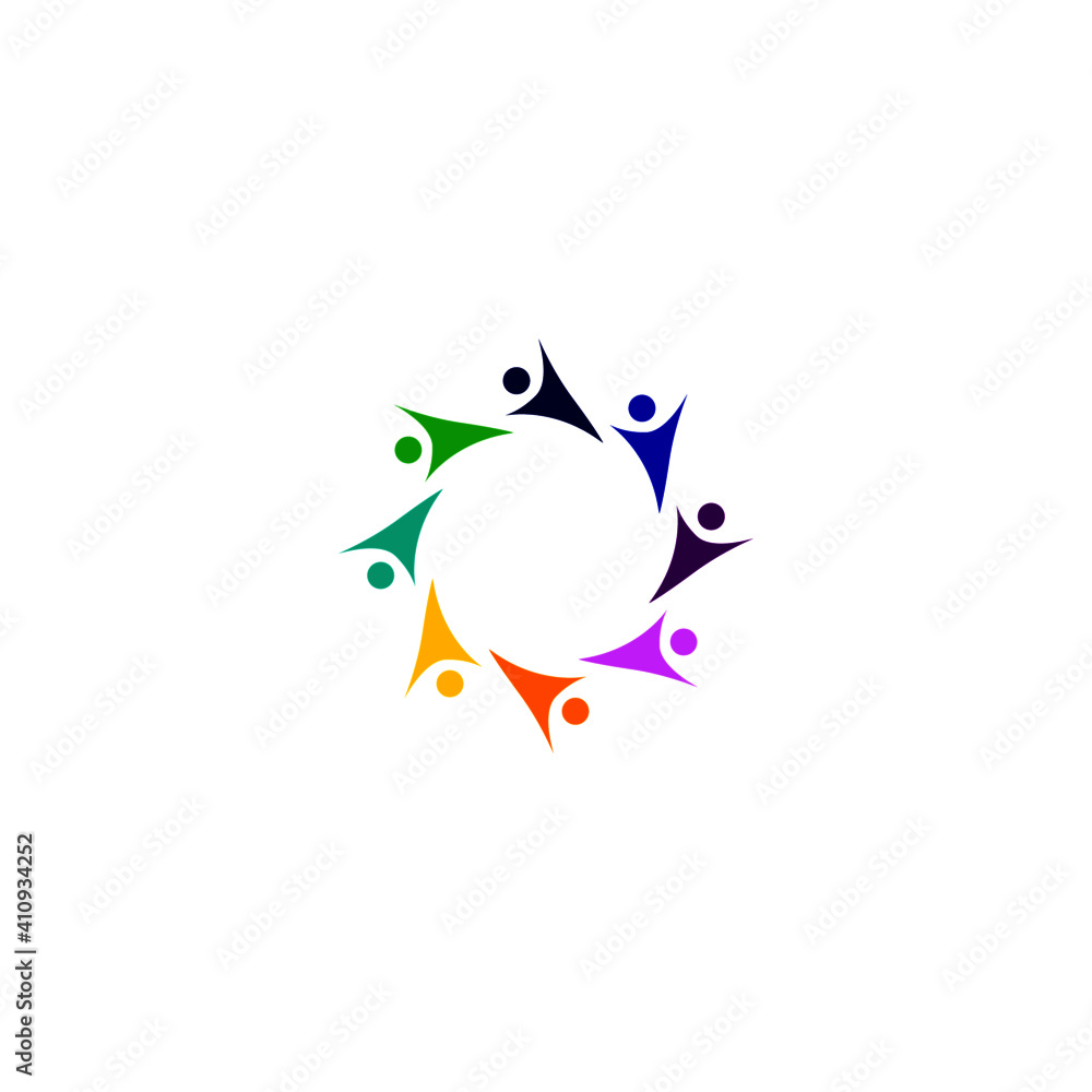 Fototapeta premium Colorful people circle isolated on white