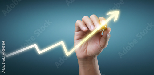 Hand drawing chart, graph stock of growth