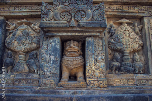 Bas-reliefs showing Hindu mythology in Prambanan temple in Yogyakarta, Java island, Indonesia