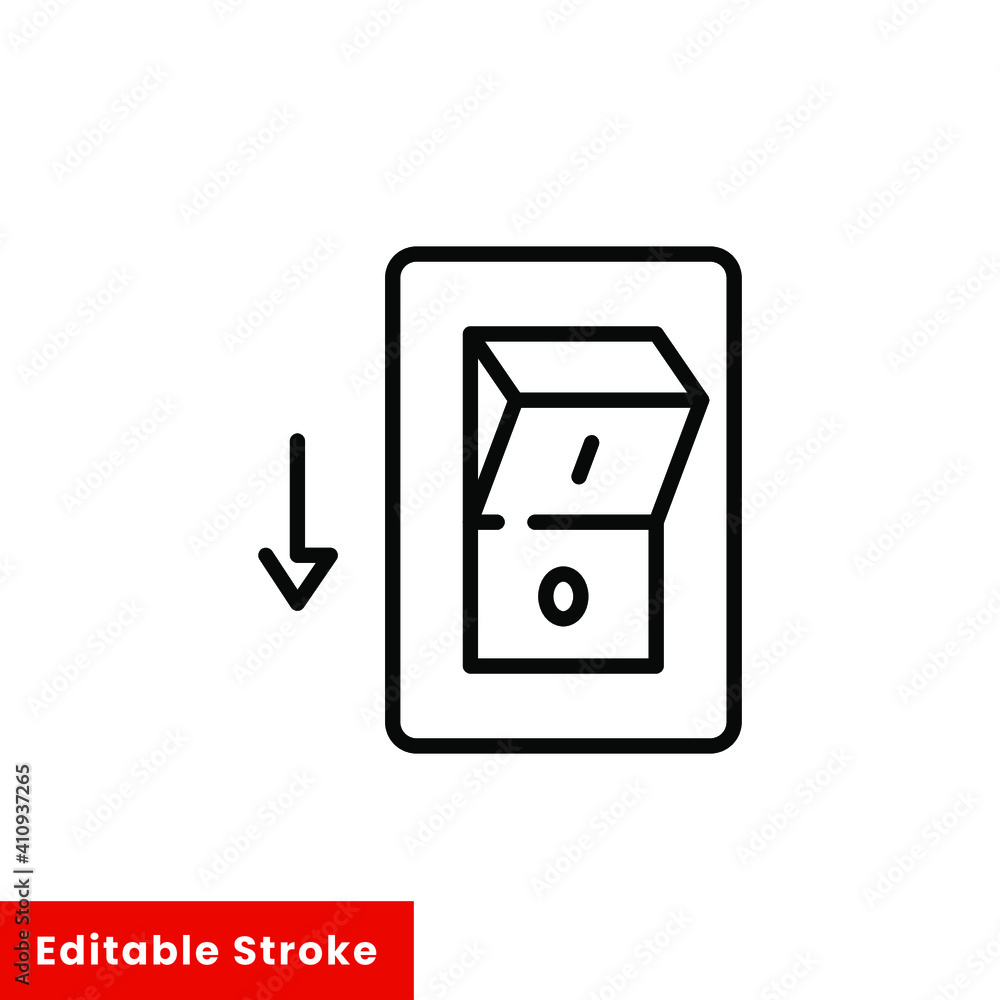 Light off, electric switch line icon. Power turn off button outline style sign for web and app. Toggle switch off position vector illustration on white background isolated. Editable stroke EPS 10 Light off, electric switch line icon. Power turn off button outline style sign for web and app. Toggle switch off position vector illustration on white background isolated. Editable stroke EPS 10