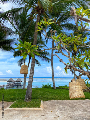 View of lanterns and water villas in Kiwengwa, Zanzibar photo