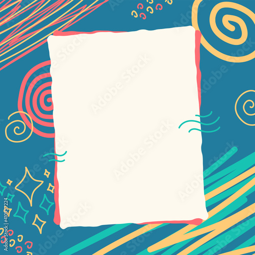 Empty pieces of papers with a colorful background, ready for your message. Vector illustration.