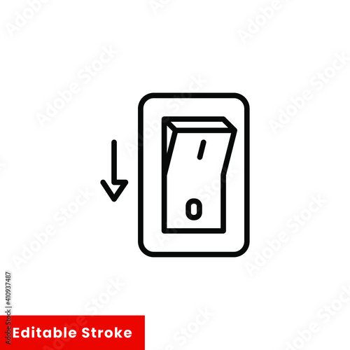 Light off, electric switch line icon. Power turn off button outline style sign for web and app. Toggle switch off position vector illustration on white background isolated. Editable stroke EPS 10