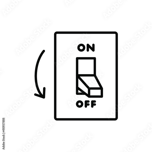Light off, electric switch line icon. Power turn off button outline style sign for web and app. Toggle switch off position vector illustration on white background isolated. EPS 10