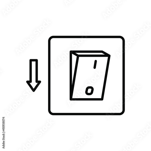 Light off, electric switch line icon. Power turn off button outline style sign for web and app. Toggle switch off position vector illustration on white background isolated. EPS 10