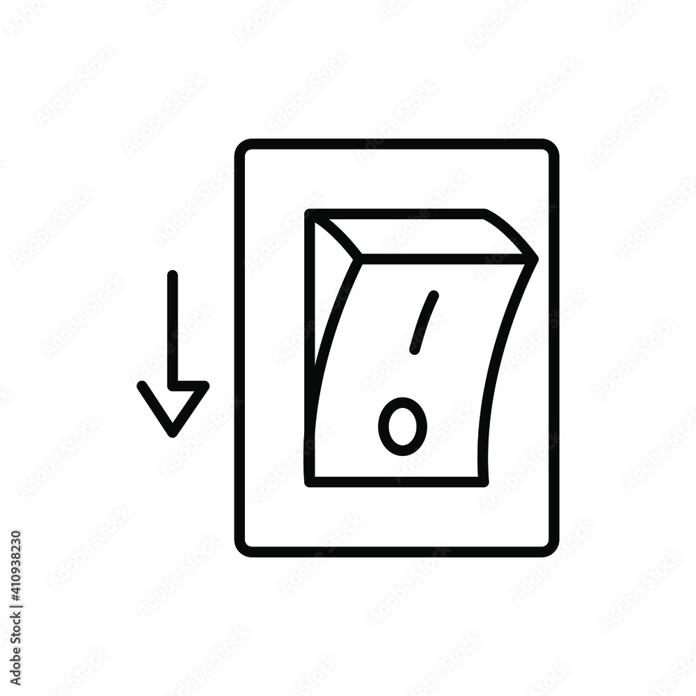 Light off, electric switch line icon. Power turn off button outline style sign for web and app. Toggle switch off position vector illustration on white background isolated. EPS 10 Light off, electric switch line icon. Power turn off button outline style sign for web and app. Toggle switch off position vector illustration on white background isolated. EPS 10