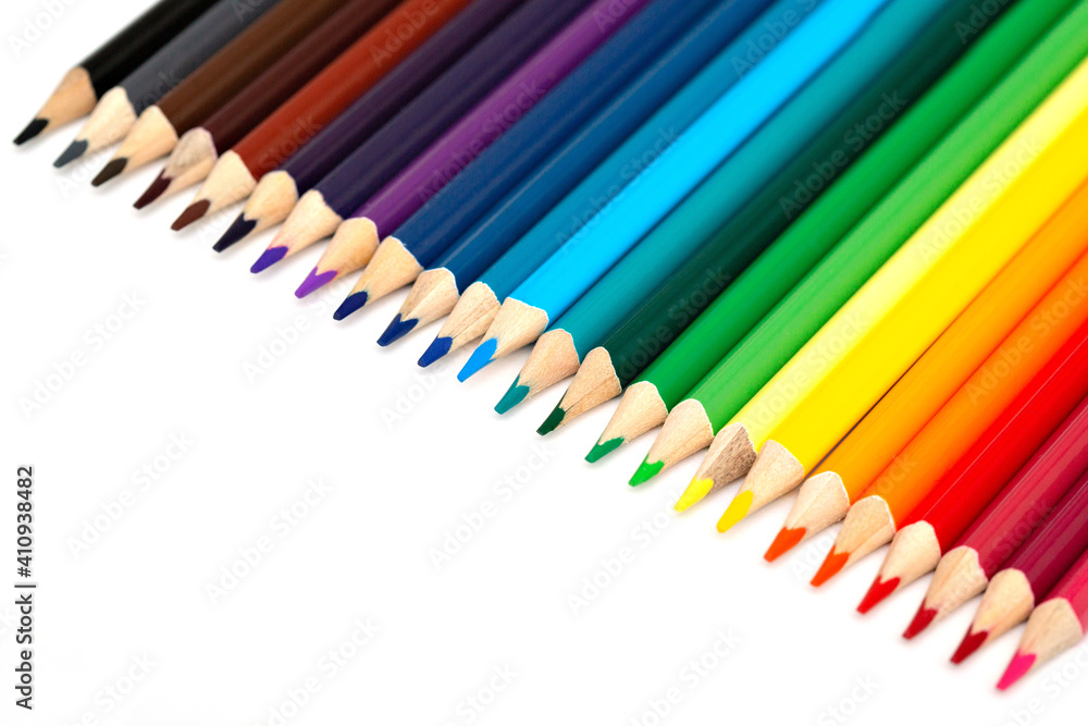 pointed color pencils and a white background pointed color pencils and a white background
