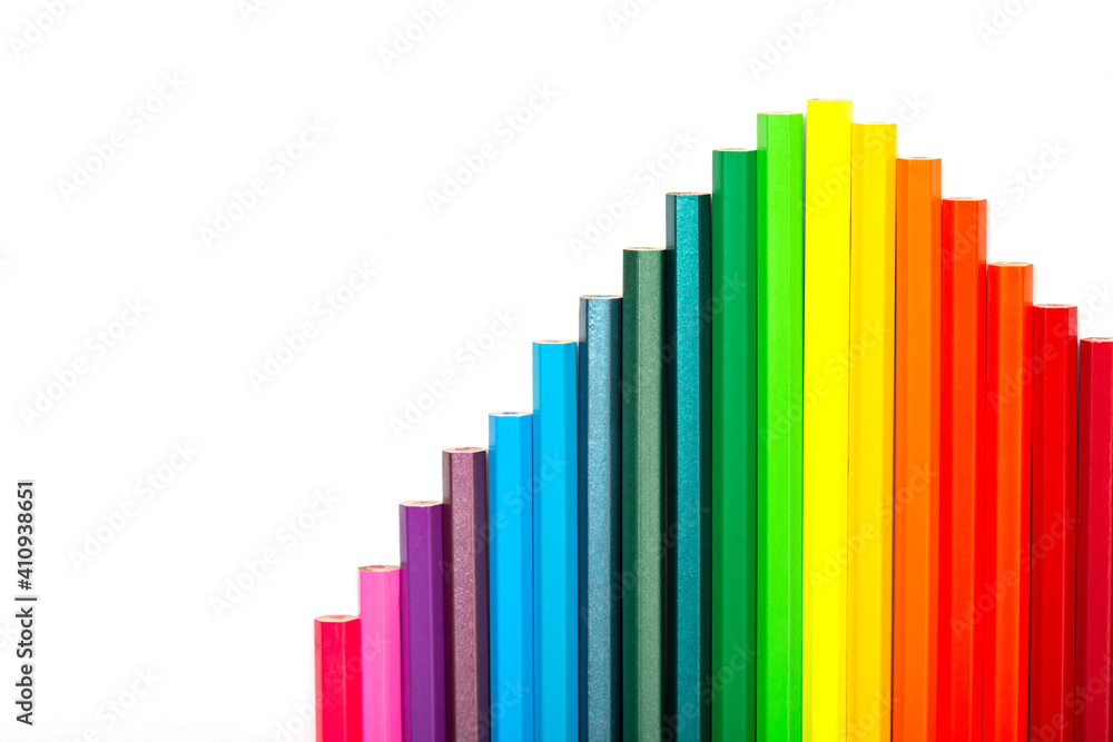 multicolored pencil ladders on white background multicolored pencil ladders on white background