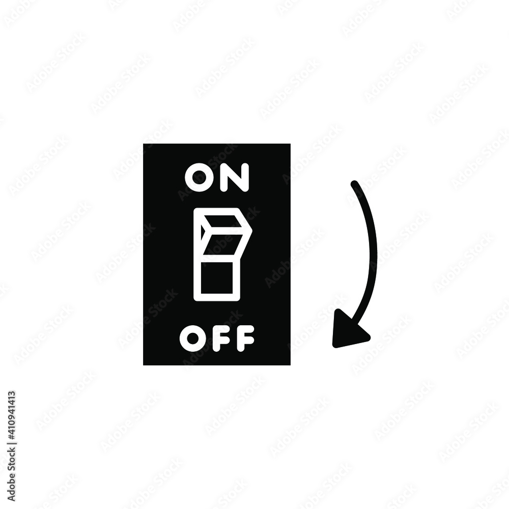 Light off, electric switch solid icon. Power turn off button glyph