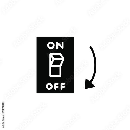 Light off, electric switch solid icon. Power turn off button glyph style sign for web and app. Toggle switch off position vector illustration on white background isolated. EPS 10