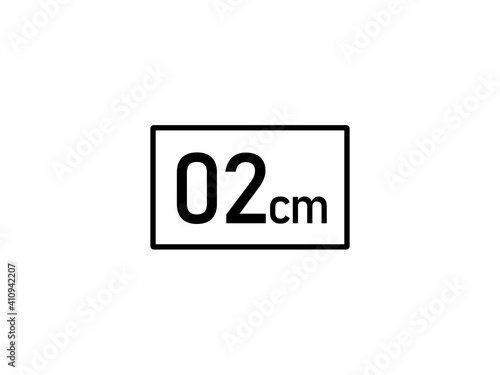 2 centimeters icon vector illustration, 2 cm size