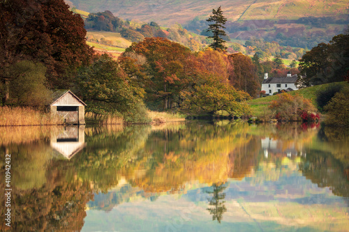 Print op canvas Rydal Water Boathouse in England's Lake District, near Ambleside, Cumbria