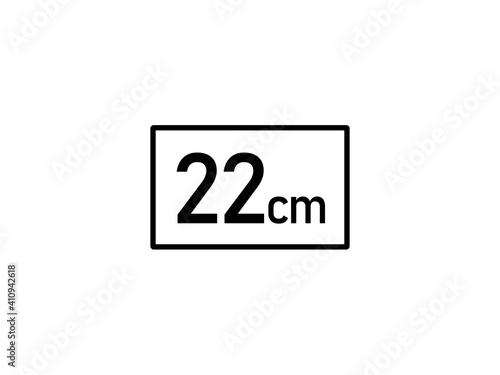 22 centimeters icon vector illustration, 22 cm size