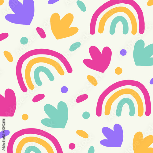 Cute hand drawn seamless pattern. Vector background