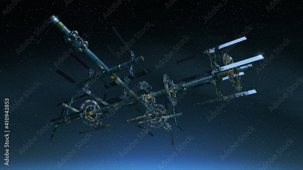 Obraz premium Futuristic Space Station in Orbit