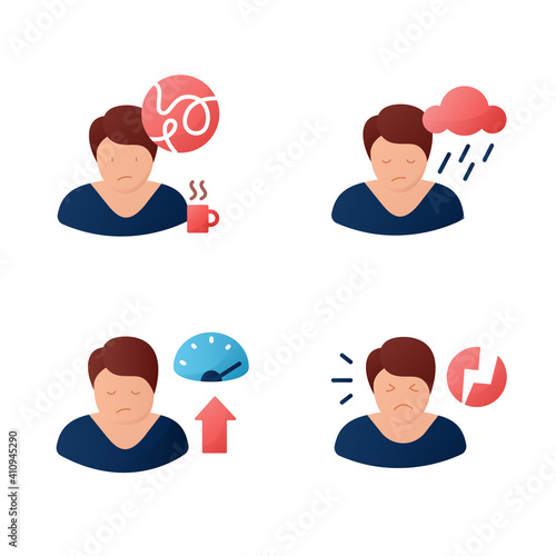  Sleep disorder color icons set. . Healthy sleeping concept. Symptoms and types disorders sleep. Falling asleep trouble. Stress. Health care. Color isolated vector collection 