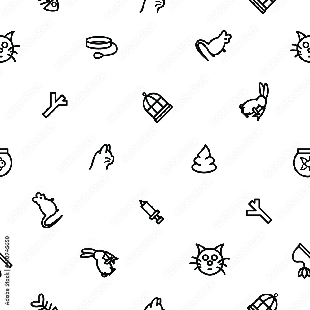 Seamless pattern Abstract Doodle Elements Hand Drawn Collection Pets Animal Vector Design Style Background Dog Cat Bone Food Training Caring Grooming  Illustration Icons