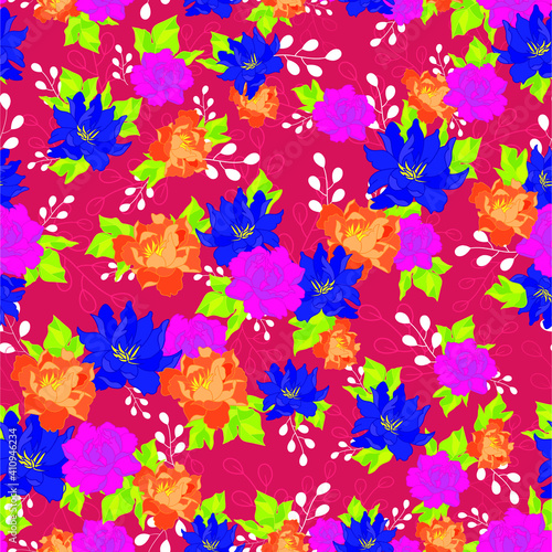 Ornamental floral japanise design. Background, textile, pattern repeat.