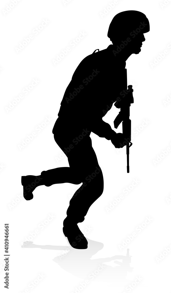 Fototapeta premium High quality detailed silhouette of a military army soldier