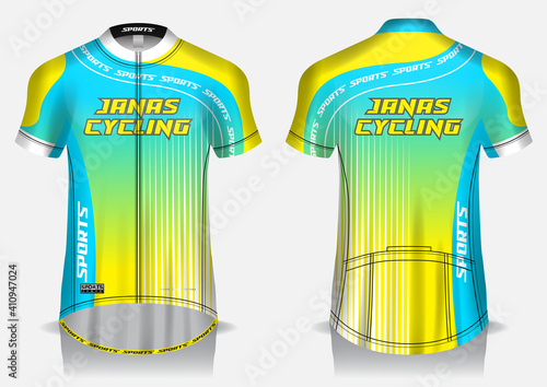 Jersey cycling template design uniform front and back view