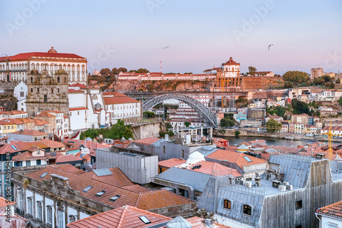 Cityscape of beautiful Porto and Vila Nova de Gaia, Portugal photo