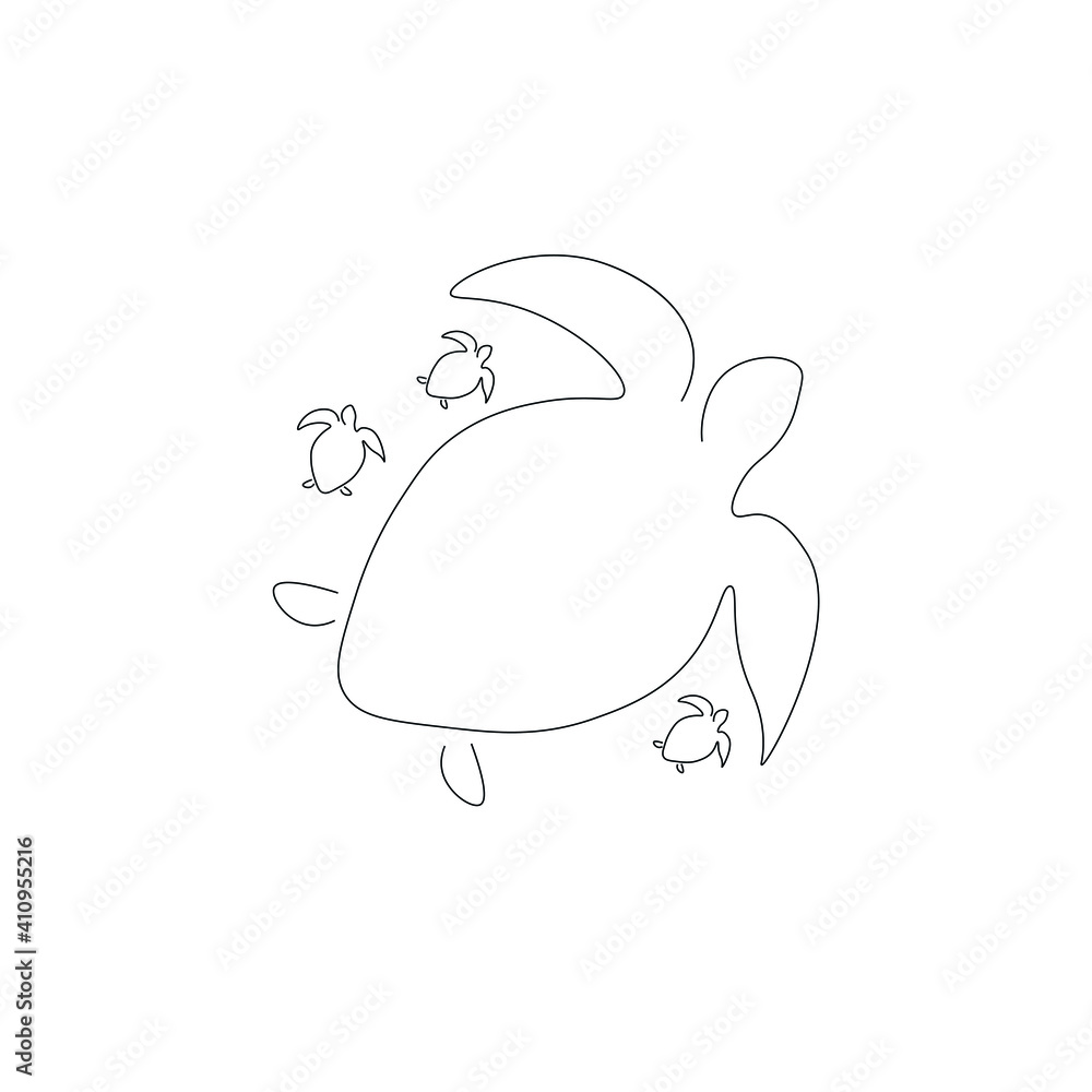 Turtles animal line drawing, vector illustration Turtles animal line drawing, vector illustration