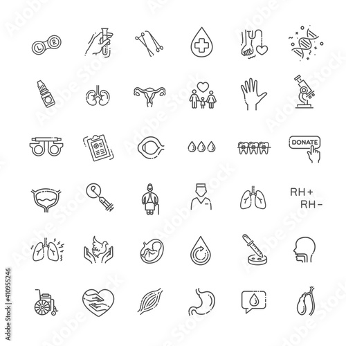 Line medicine concepts, vector outline Icons set